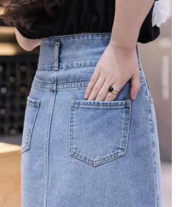 Denim Knee-Length Skirt