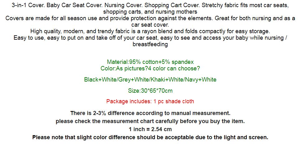 3 in 1 Baby Car Cover Seat  and Nursing Cover