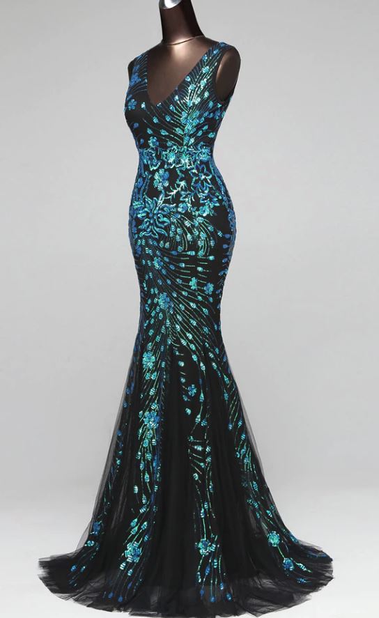 Double-V Mermaid  Evening Dress