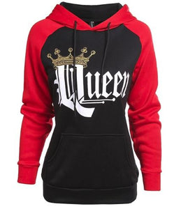 KING Queen Crown Print Unisex Men Women Autumn Hoodies