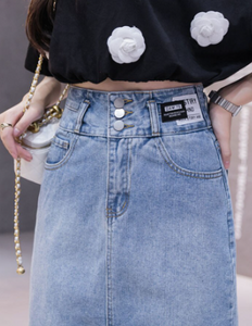 Denim Knee-Length Skirt