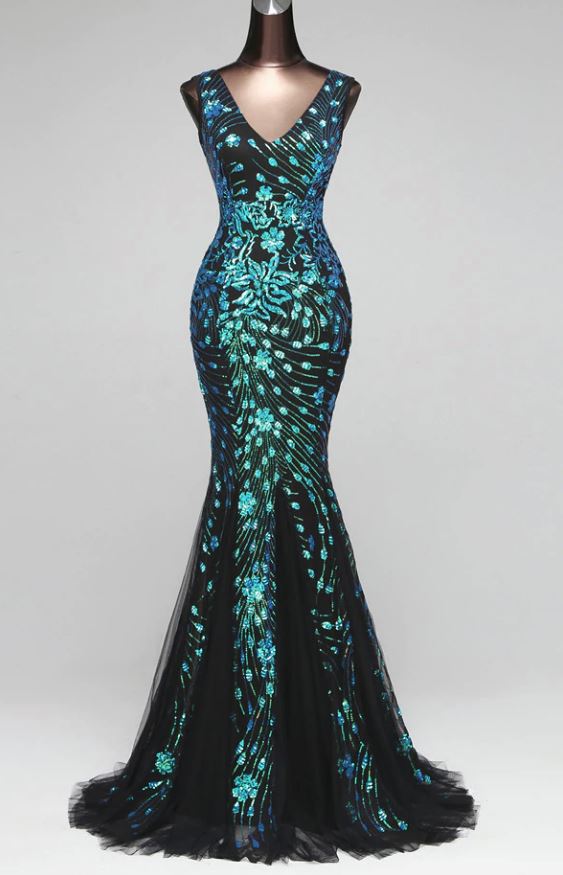 Double-V Mermaid  Evening Dress