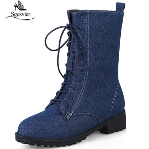 New Women Blue Jeans Boots