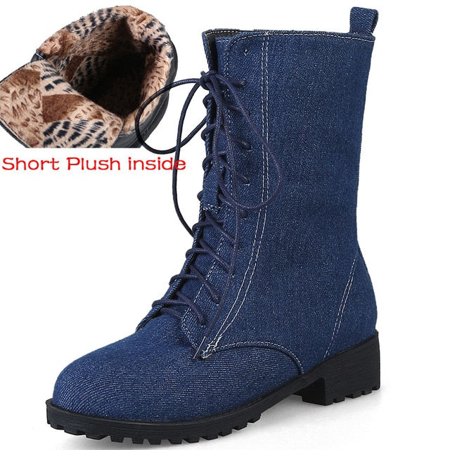 New Women Blue Jeans Boots