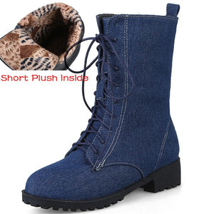 New Women Blue Jeans Boots