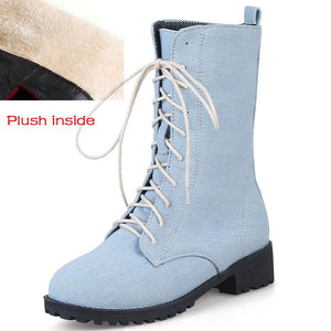 New Women Blue Jeans Boots