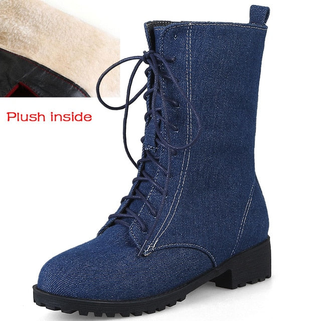 New Women Blue Jeans Boots