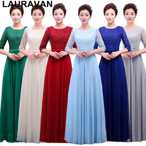 Long Chiffon and Lace Ladies Bridesmaid Dress