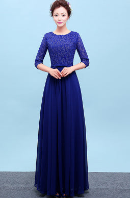 Long Chiffon and Lace Ladies Bridesmaid Dress