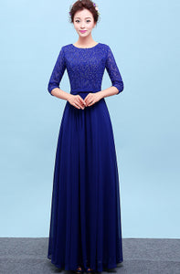 Long Chiffon and Lace Ladies Bridesmaid Dress