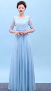 Long Chiffon and Lace Ladies Bridesmaid Dress