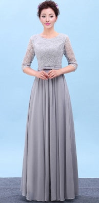 Long Chiffon and Lace Ladies Bridesmaid Dress