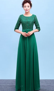 Long Chiffon and Lace Ladies Bridesmaid Dress