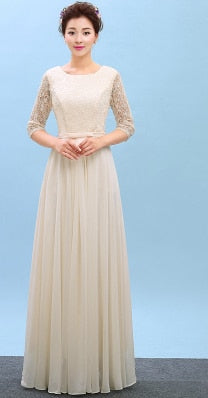 Long Chiffon and Lace Ladies Bridesmaid Dress