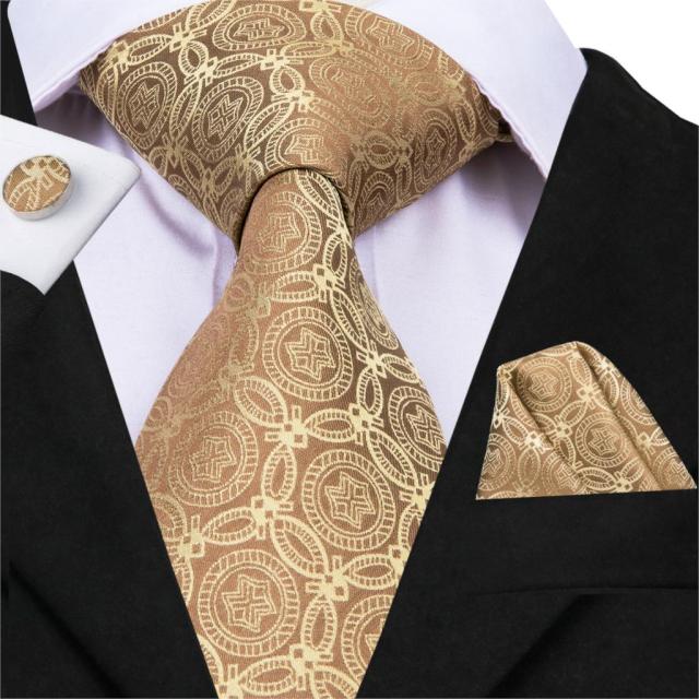 Jacquard Silk Ties Pocket Square Cufflinks