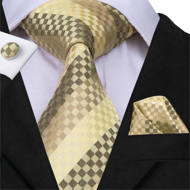 Jacquard Silk Ties Pocket Square Cufflinks