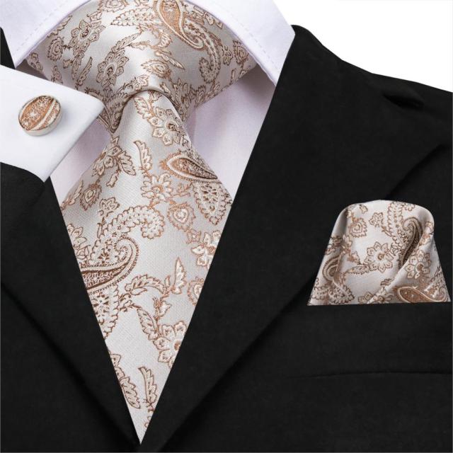 Jacquard Silk Ties Pocket Square Cufflinks