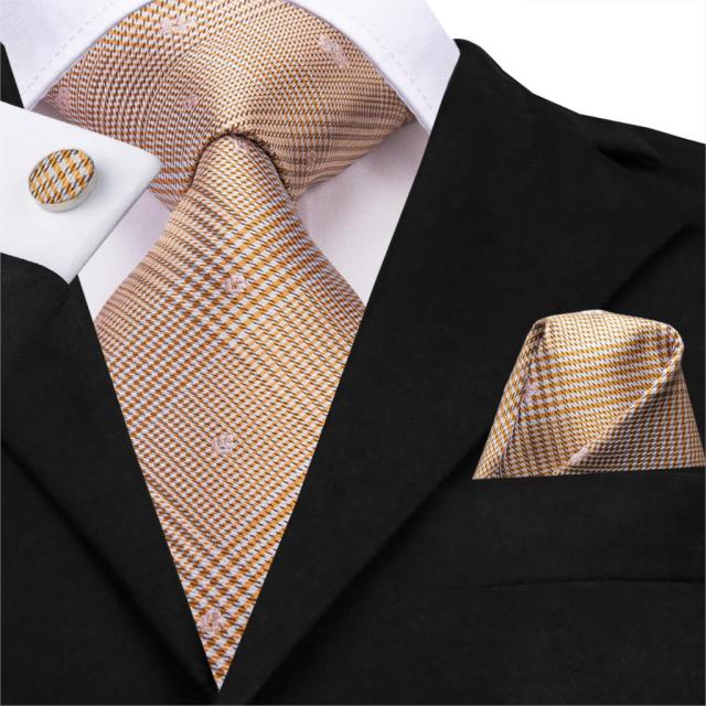 Jacquard Silk Ties Pocket Square Cufflinks