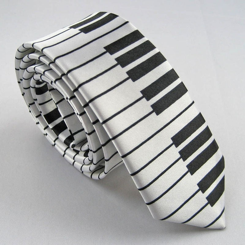 New Men's Black & White Piano Keyboard Necktie