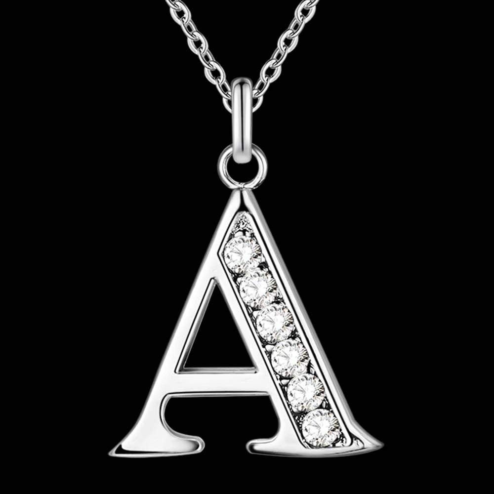 Letter Necklace A-S  silver plated