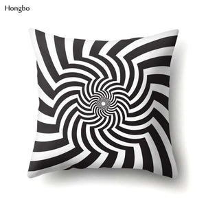 Pillow - Geometry Pillow Case Abstract Black White Striped