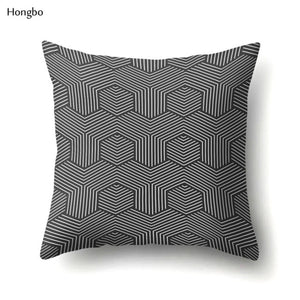 Pillow - Geometry Pillow Case Abstract Black White Striped