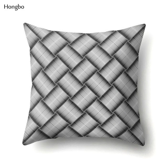 Pillow - Geometry Pillow Case Abstract Black White Striped