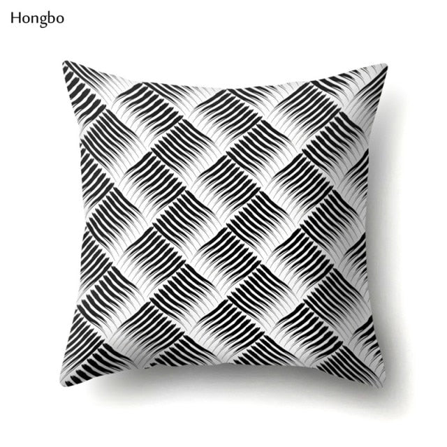 Pillow - Geometry Pillow Case Abstract Black White Striped