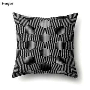 Pillow - Geometry Pillow Case Abstract Black White Striped