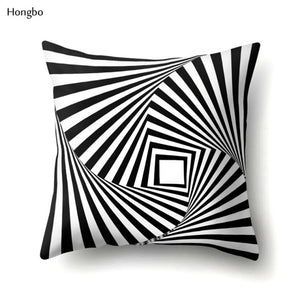 Pillow - Geometry Pillow Case Abstract Black White Striped