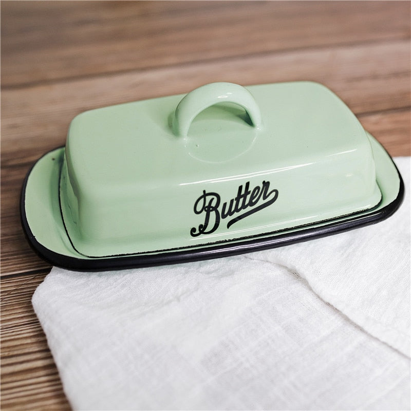 Retro Nostalgic Enamel Butter Dish