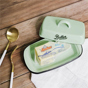 Retro Nostalgic Enamel Butter Dish