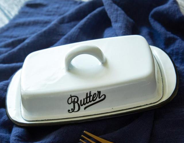 Retro Nostalgic Enamel Butter Dish