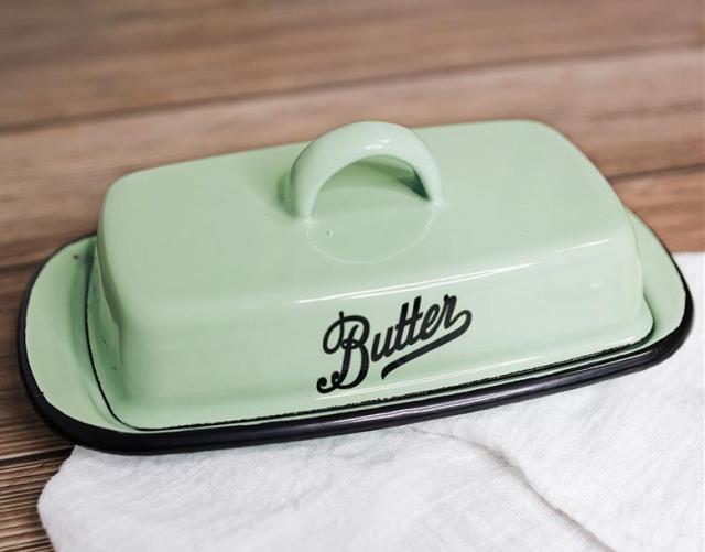 Retro Nostalgic Enamel Butter Dish