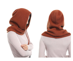 Knit Soft Hood Hat Scarf