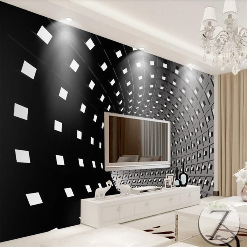 Wallpaper - 3D large murals black and white