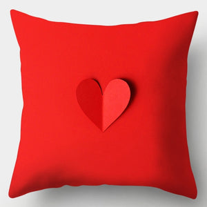 Pillow - Red Heart & Flowers Cushion Cover