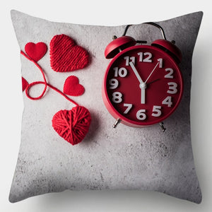 Pillow - Red Heart & Flowers Cushion Cover