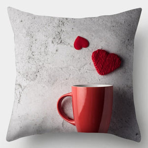 Pillow - Red Heart & Flowers Cushion Cover