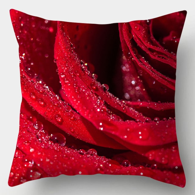 Pillow - Red Heart & Flowers Cushion Cover