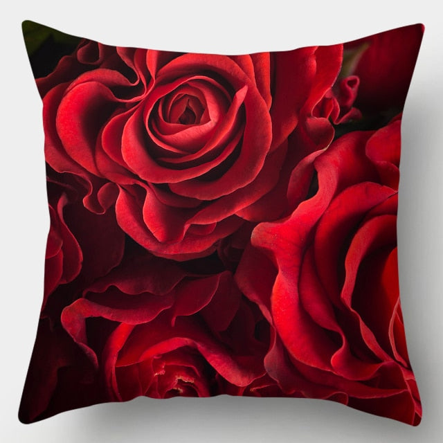 Pillow - Red Heart & Flowers Cushion Cover