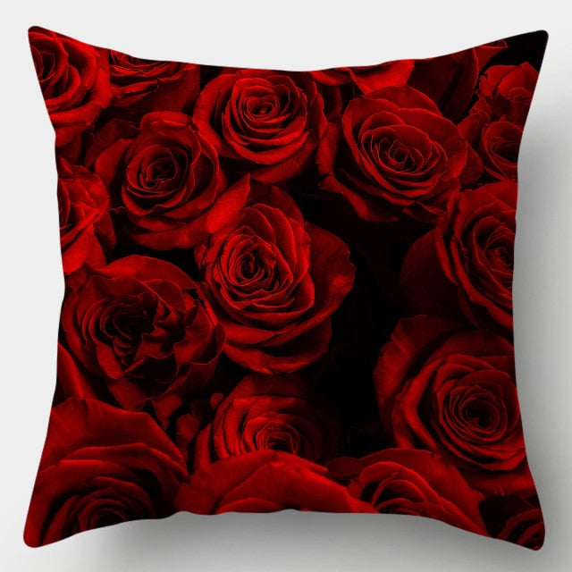 Pillow - Red Heart & Flowers Cushion Cover