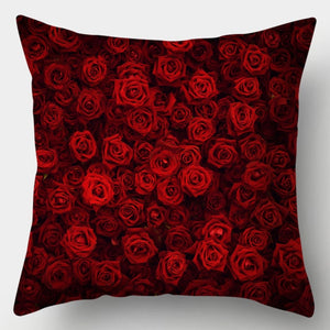 Pillow - Red Heart & Flowers Cushion Cover