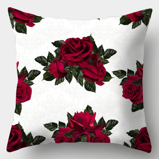 Pillow - Red Heart & Flowers Cushion Cover