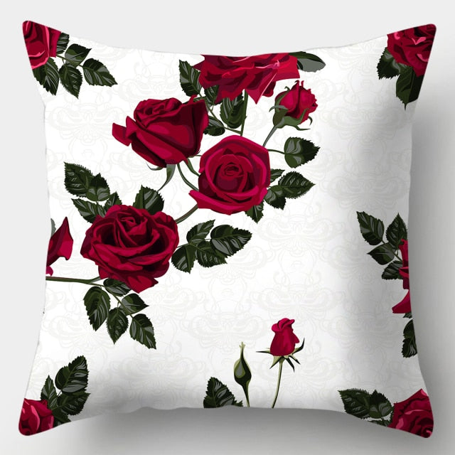 Pillow - Red Heart & Flowers Cushion Cover