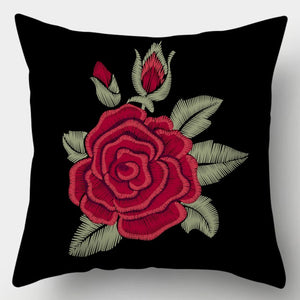 Pillow - Red Heart & Flowers Cushion Cover