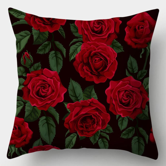 Pillow - Red Heart & Flowers Cushion Cover