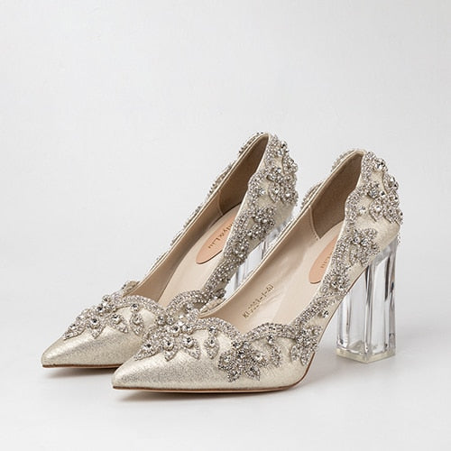 Shoes - Bride Clear Heels Crystal Pumps