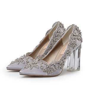 Shoes - Bride Clear Heels Crystal Pumps