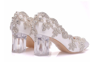 Shoes - Bride Clear Heels Crystal Pumps